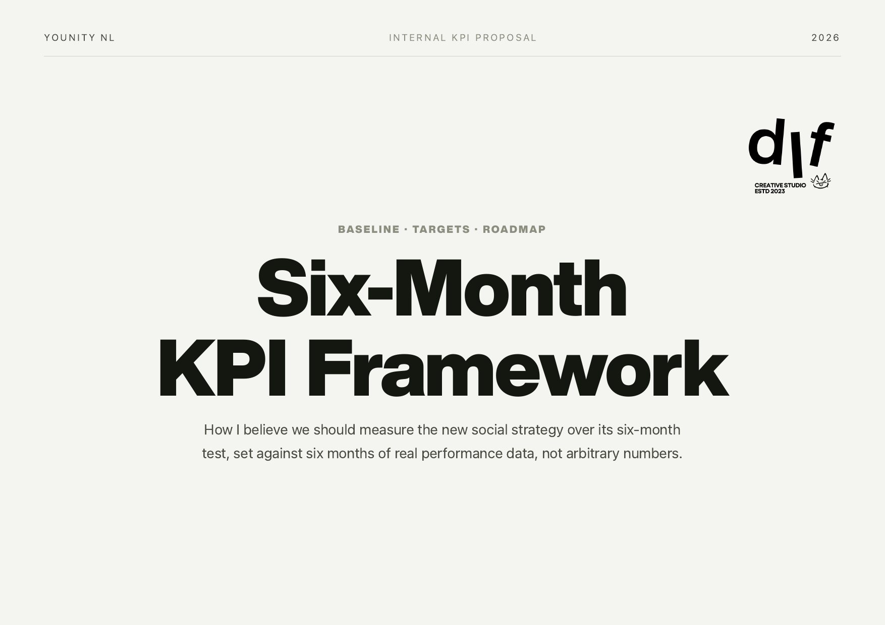 Six-month KPI framework, cover