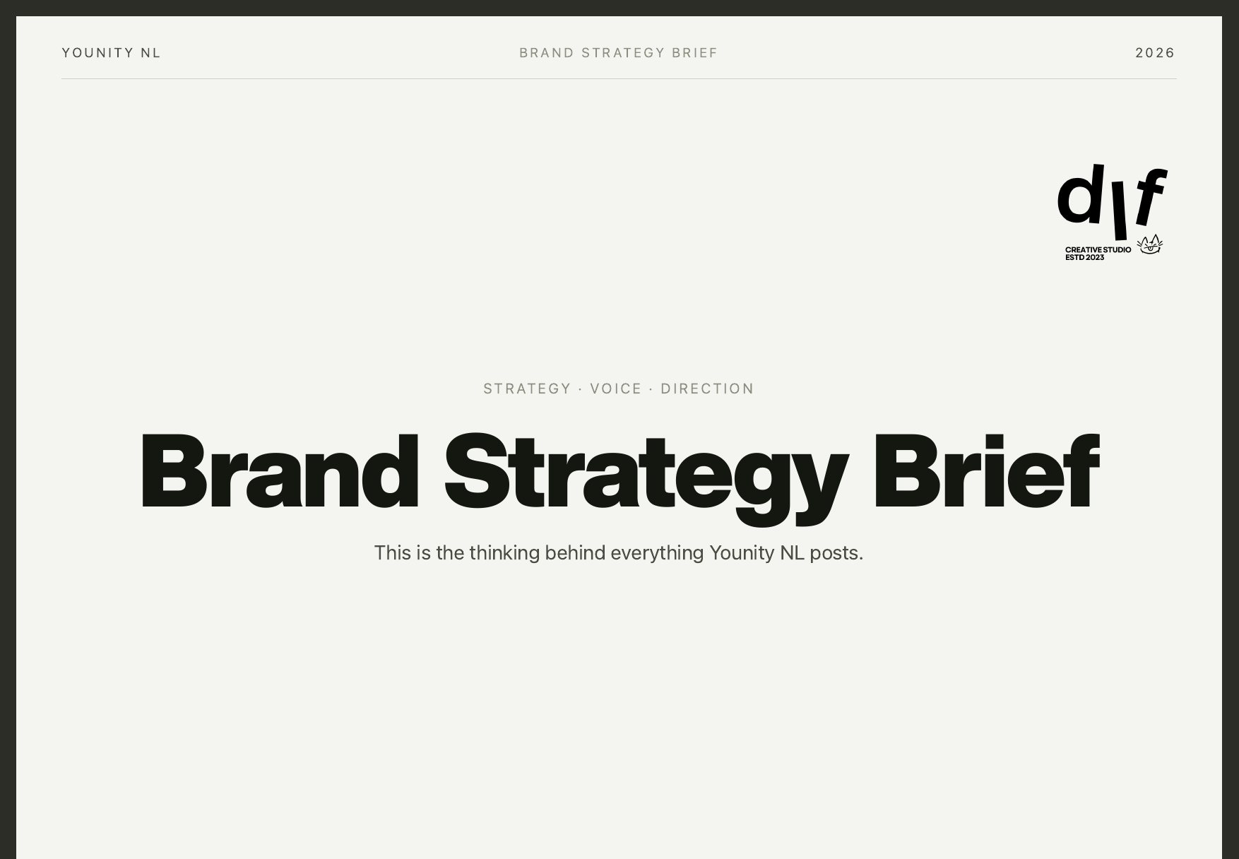 Brand strategy brief, cover